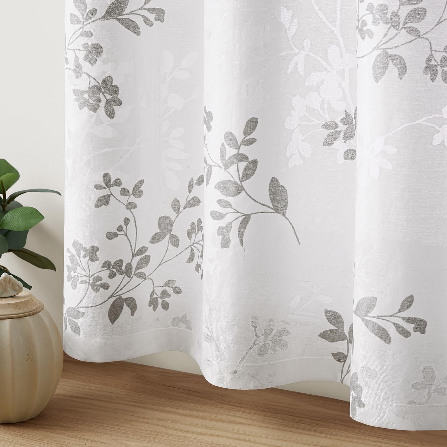 Kitchen Curtains 45 Inch Length Cafe Tier Drapes, Light Filtering Semi Sheer …