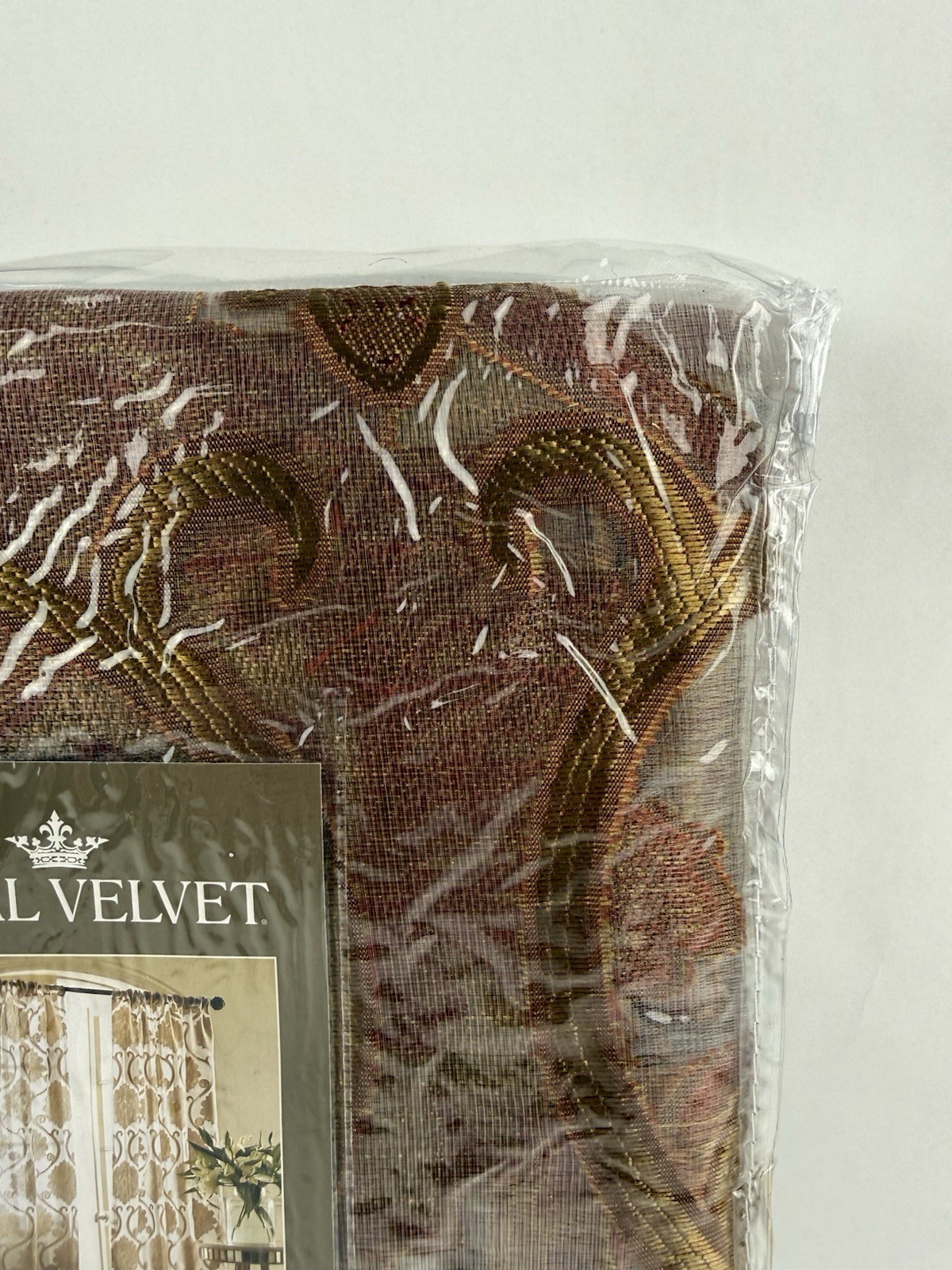 Royal Velvet Belgravia Sheer Rod Pocket Panel Claret Motif 50” X 108” Single NIP
