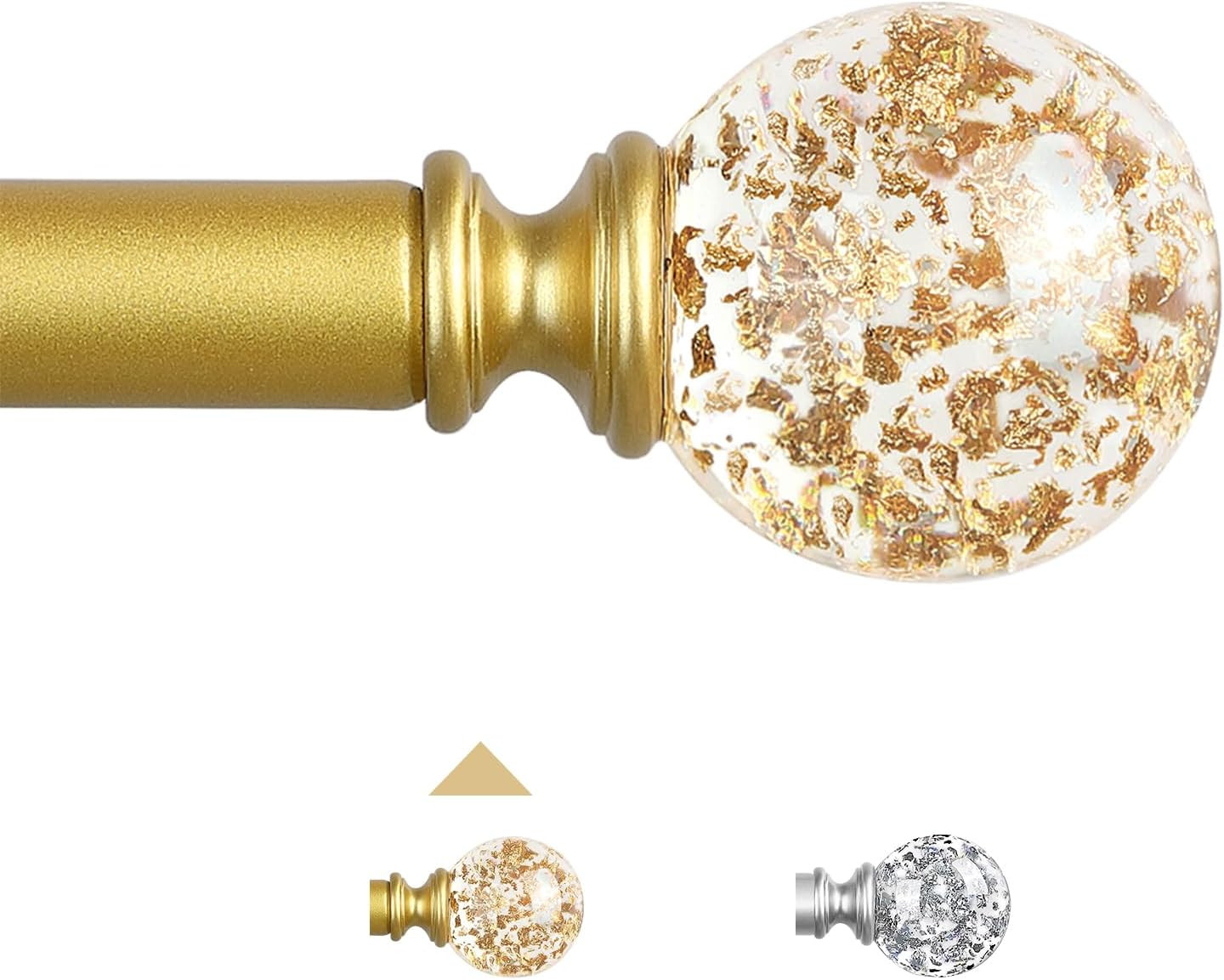 Silver Decorative Crystal Curtain Rods:18-45 Inch Heavy Duty Adjustable Window C