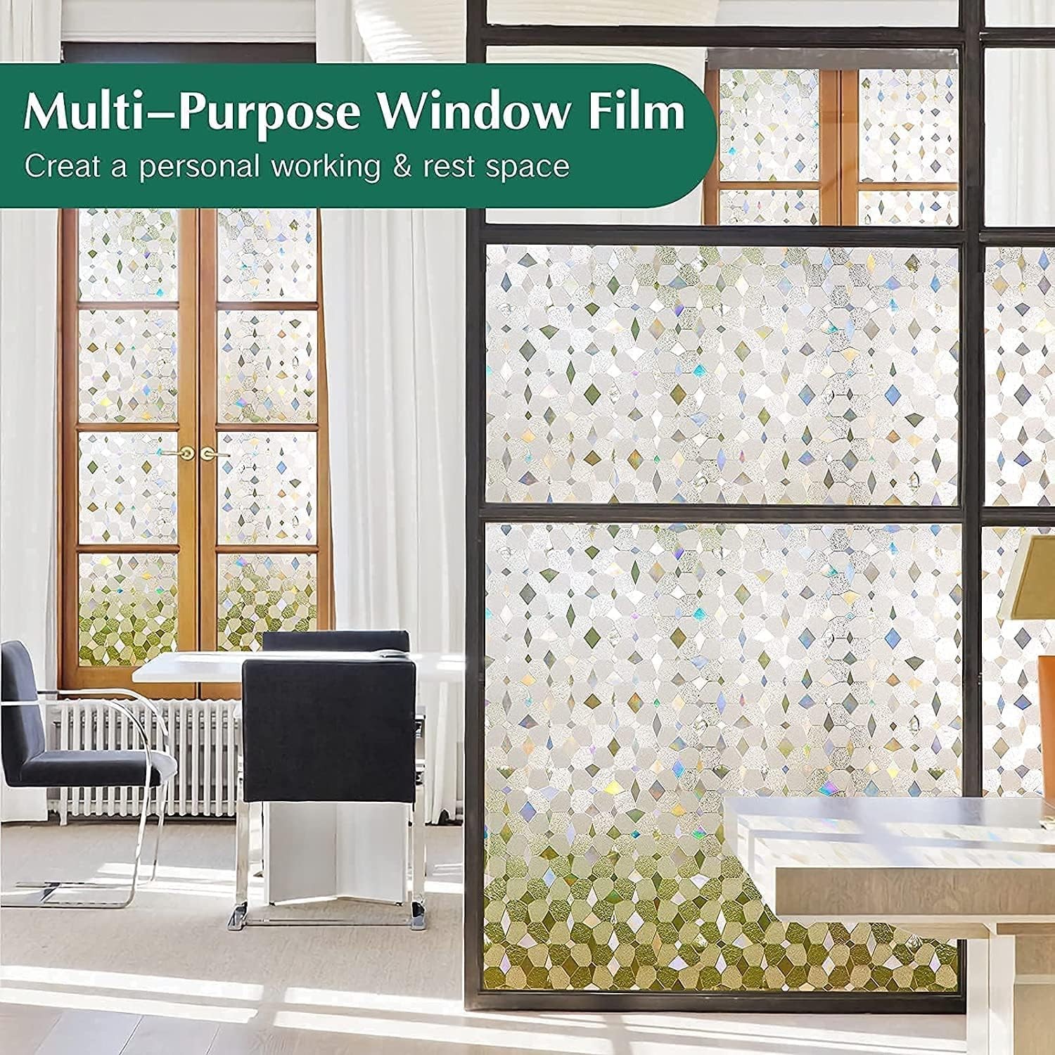 Window Privacy Film Non Adhesive Static Cling Sun Blocking UV Window Covering