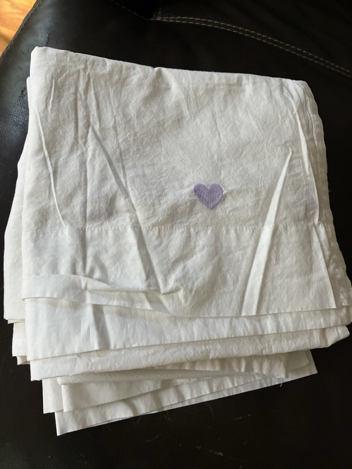 Set 4 Pottery Barn Kids Curtains Crisp White Purple Embroidered Hearts 44×84