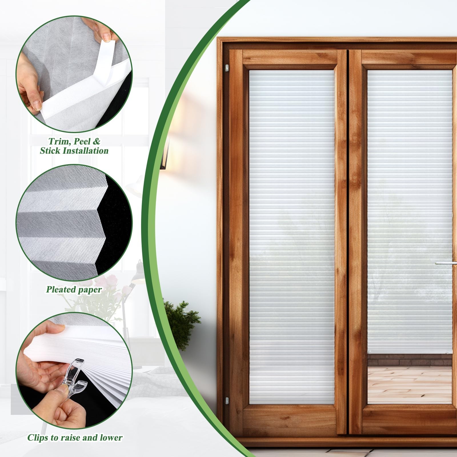 Threehoney 6 Pcs 23 X 110 Inches Temporary Blinds No Tools Cut To Size Fabric