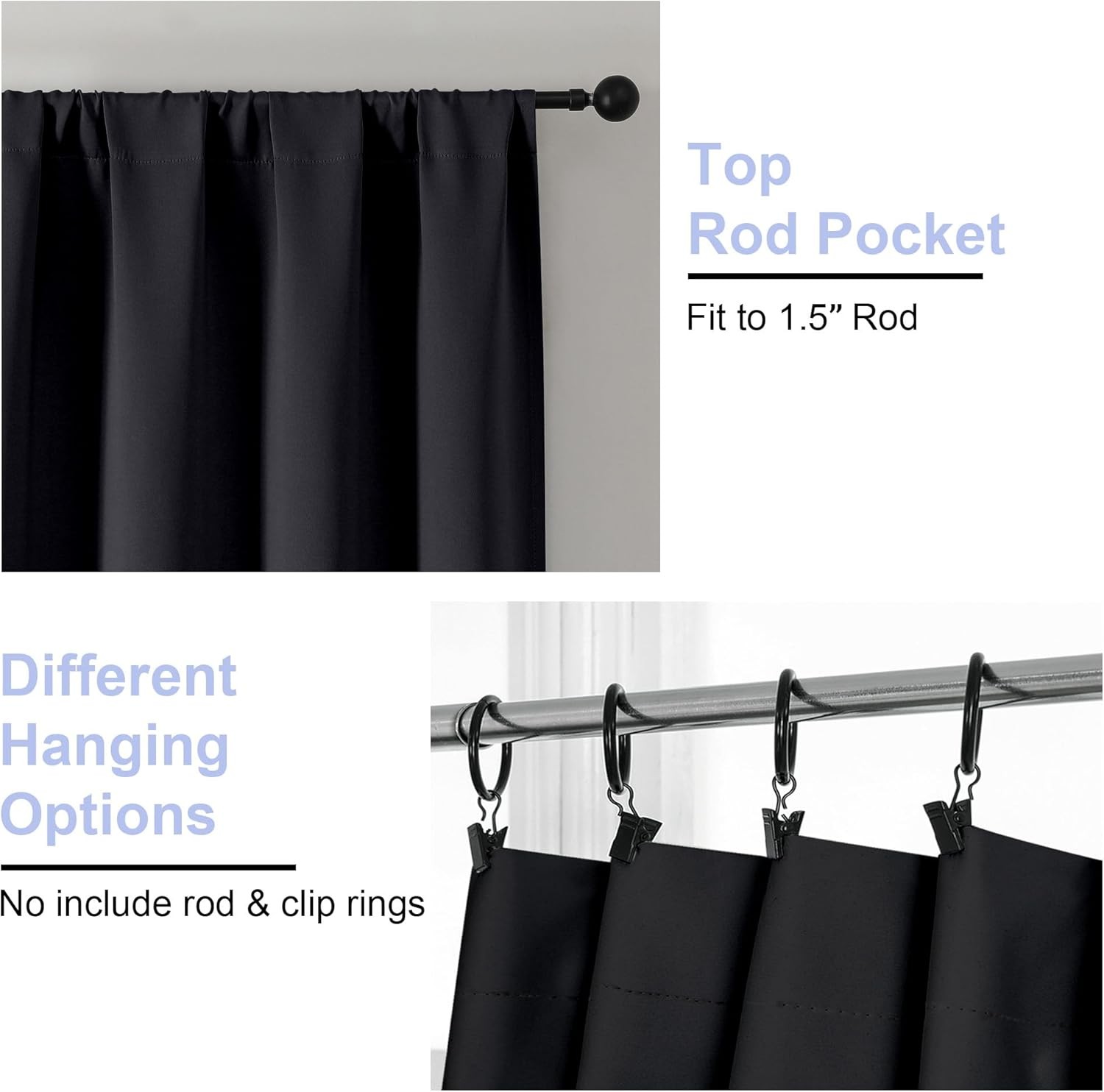 Ava Blackout Extra Long 10ft Curtains for Patio 120 Inches Long 2 Panels Set,