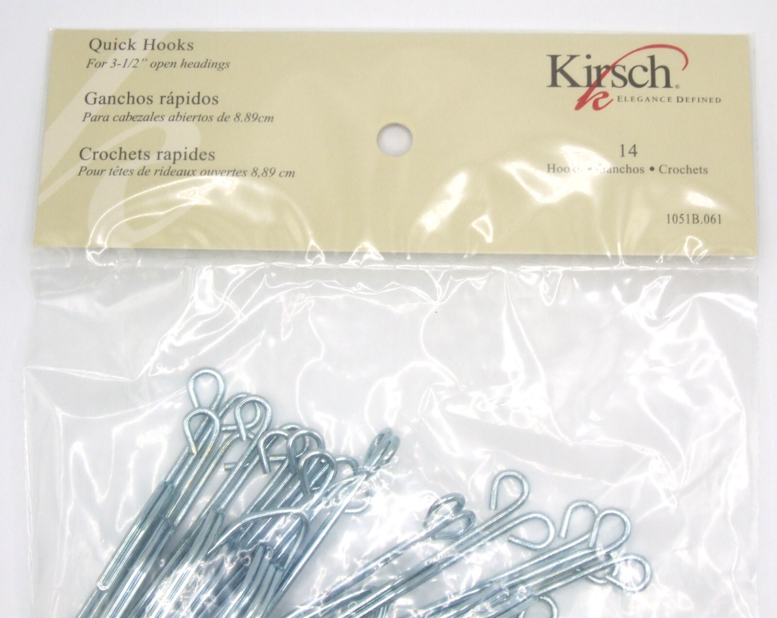 Kirsch Slip In Open Drapery Hooks 3.5 in Header J052E 61 Package of 14