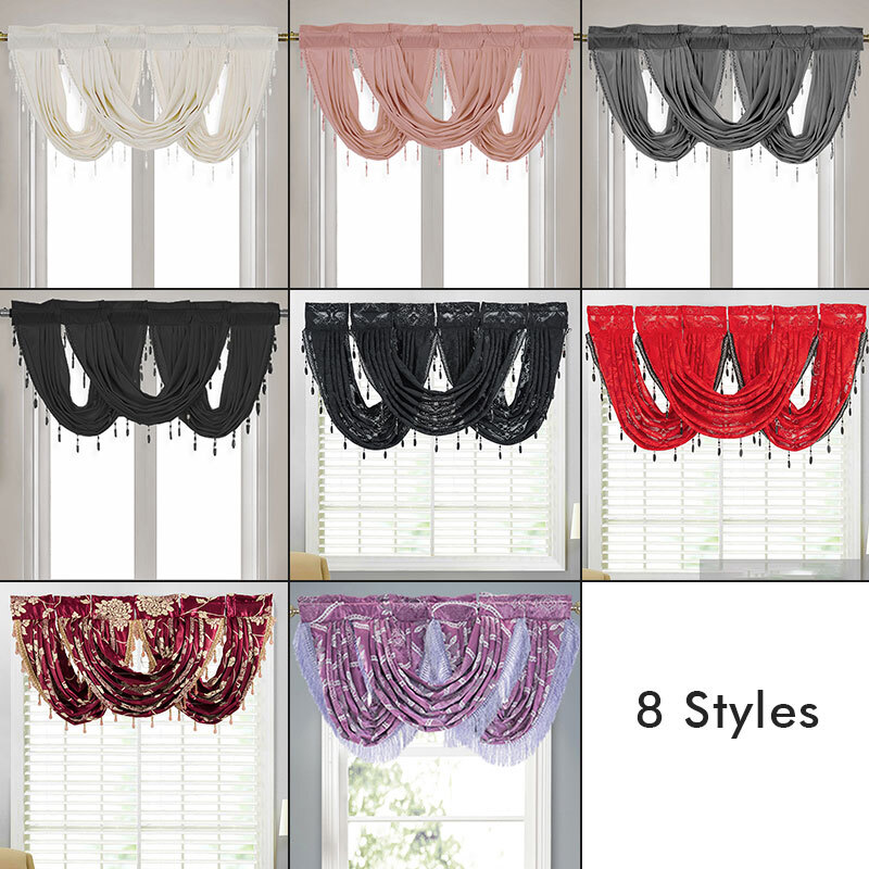 57*37.4in Plain Slot Tassel Voile Swags Velvet/lace Curtains Valance Home Decor
