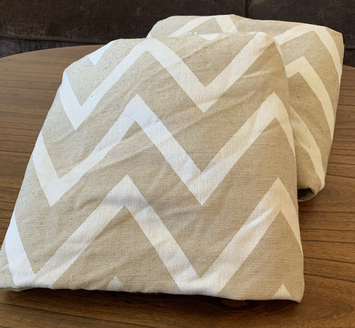 Crate & Barrel 50×96″ Rayon & Silk Linen Cotton Lined Weighted Zig Zag Curtains