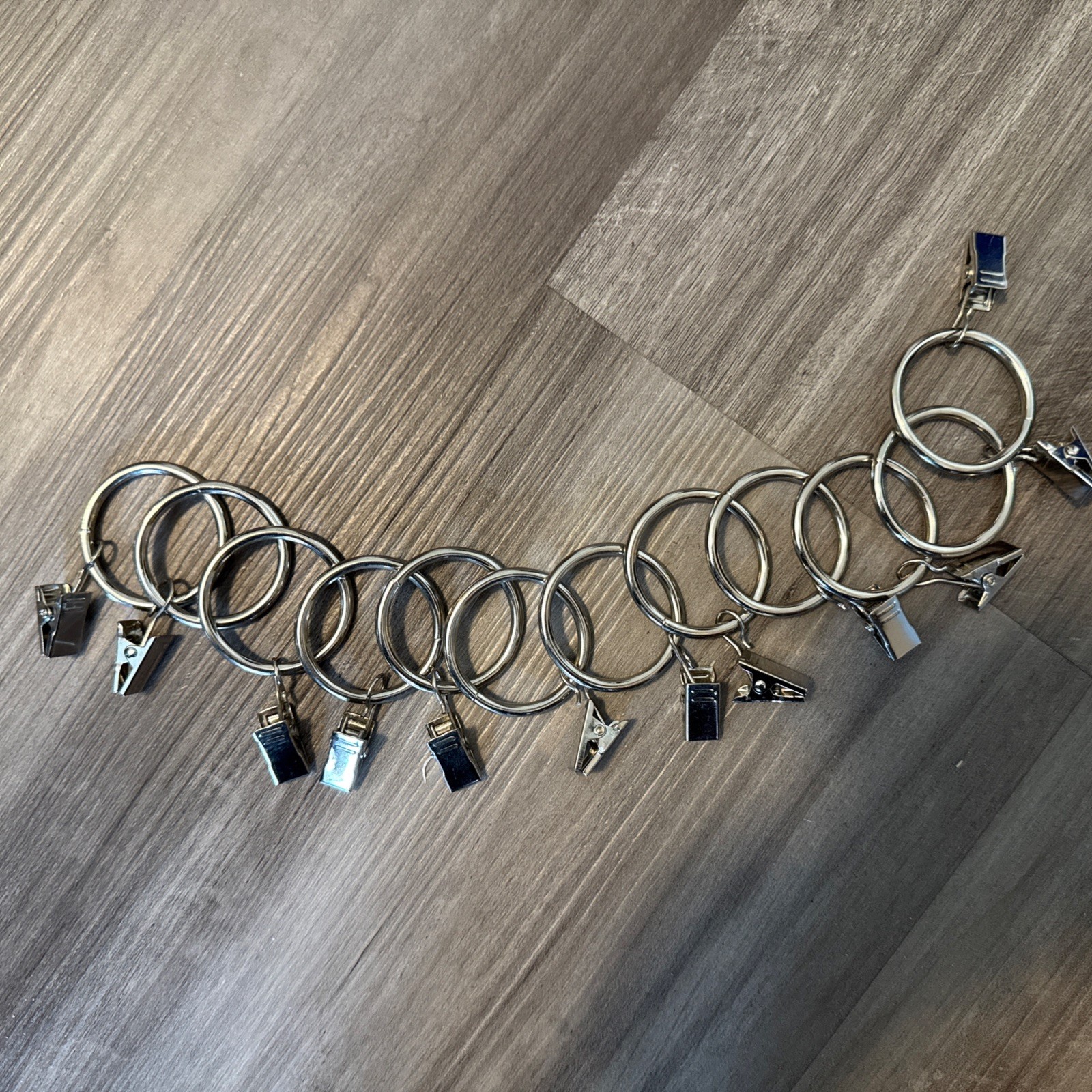Metal 1 1/4” Rings w/Removable Clip SATIN NICKEL 12 Pack