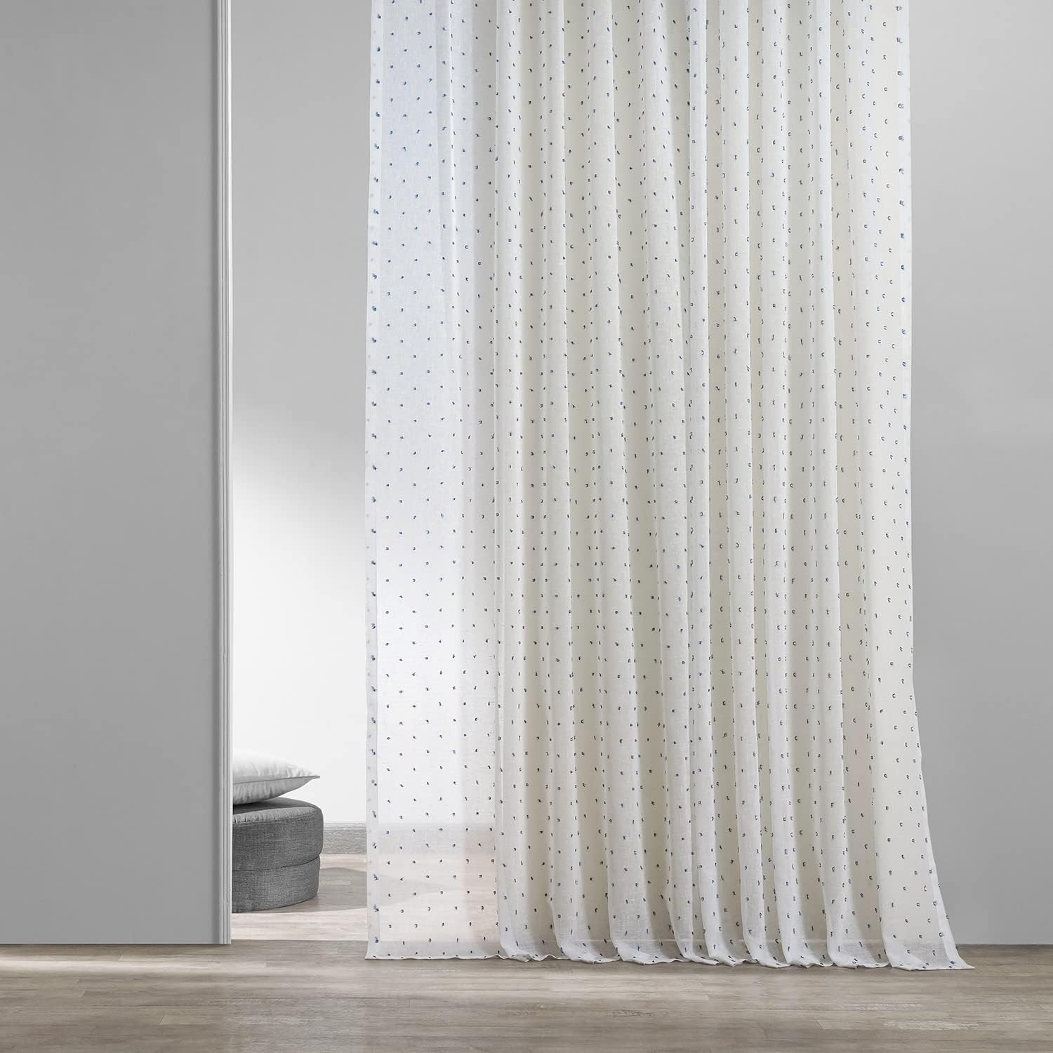 Patterned Faux Linen Sheer Curtains for Living Room or Bedroom 50 X 84, Rod Pock