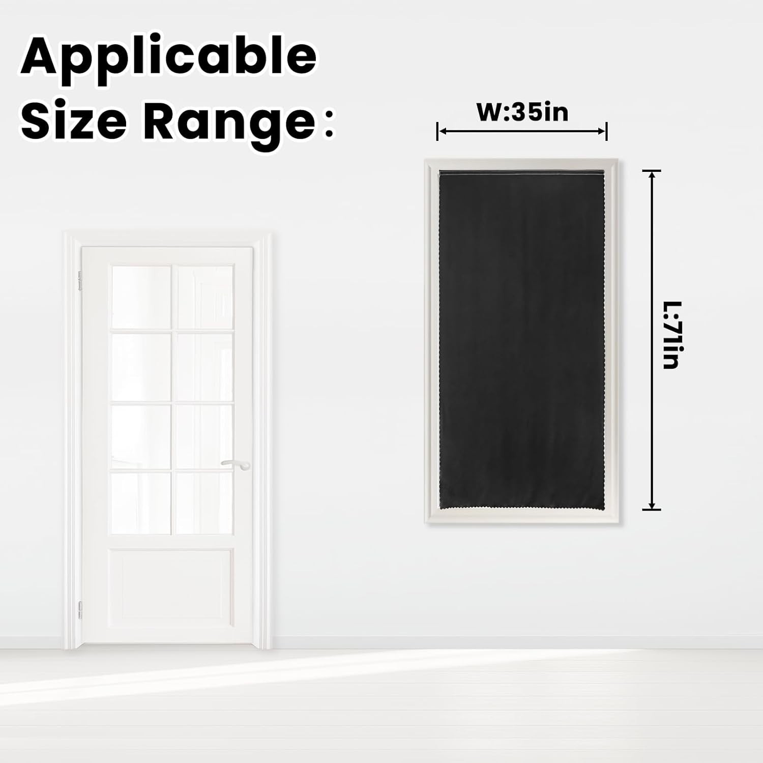 Adhesive Blackout Window Curtain Panel Self Stick Shade No Rod 35×71 inch Black