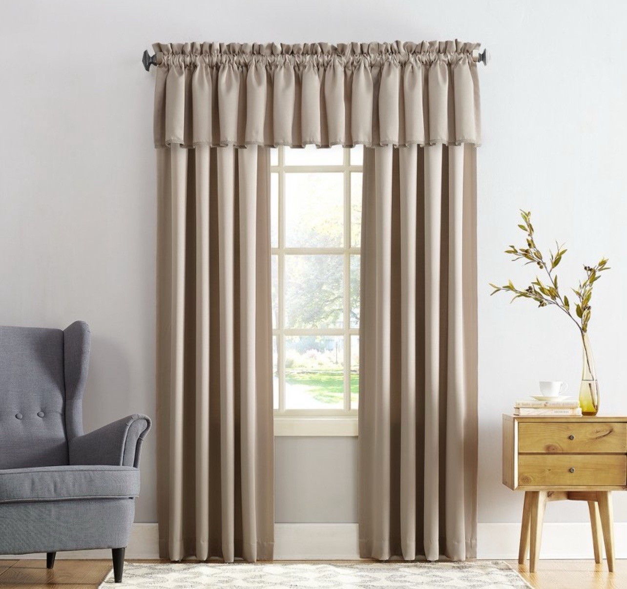 NEW SUN ZERO BARROW ENERGY EFFICIENT ROD POCKET CURTAIN PANEL, 54″W X108″L STONE