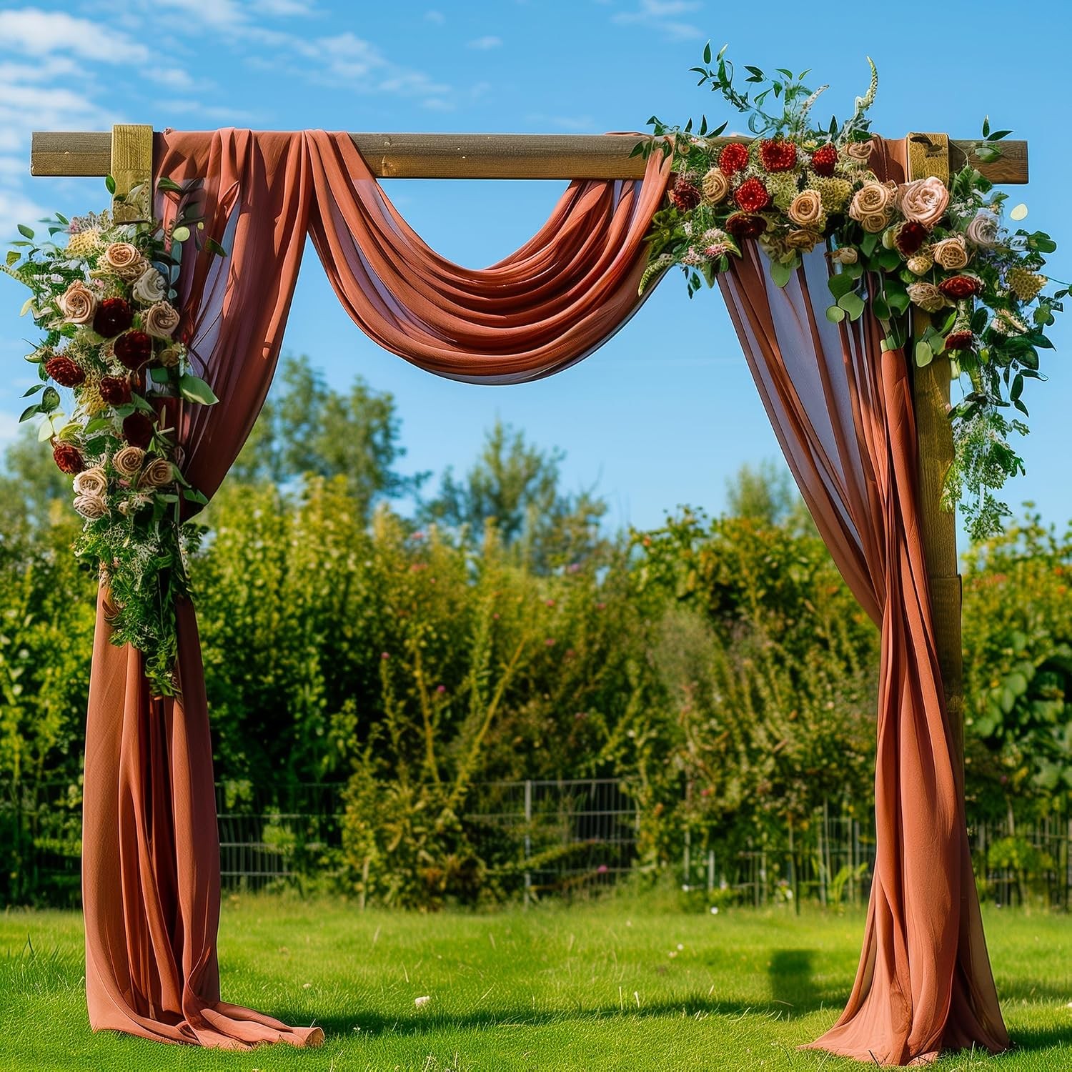 Terracotta Wedding Backdrop Fabric 1 Panel Sheer Wedding Drapes Arch Draping