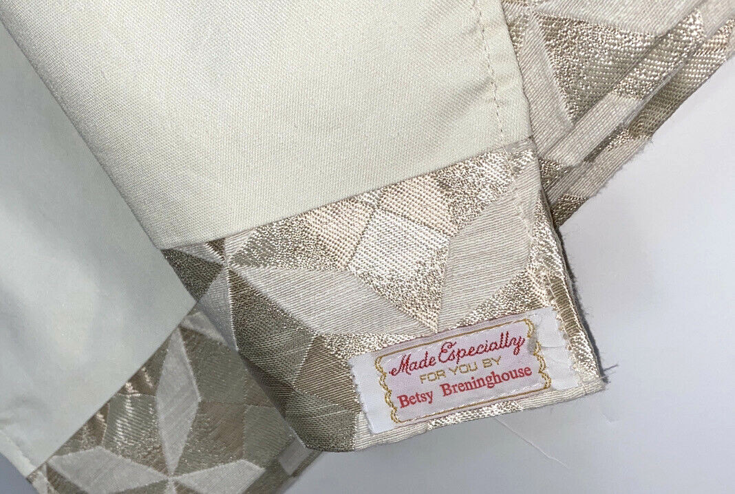 1 Custom Made Valance Extra Wide Luxury Curtain Gold Tan Geo Print Designer