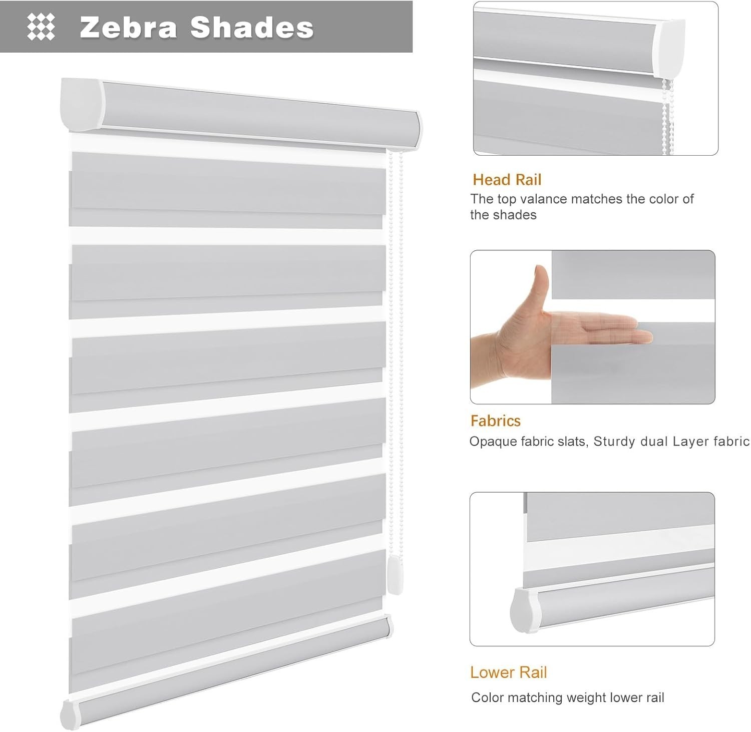 Zebra Dual Roller Blinds Window Shade Horizontal Blind Curtains Easy to Install