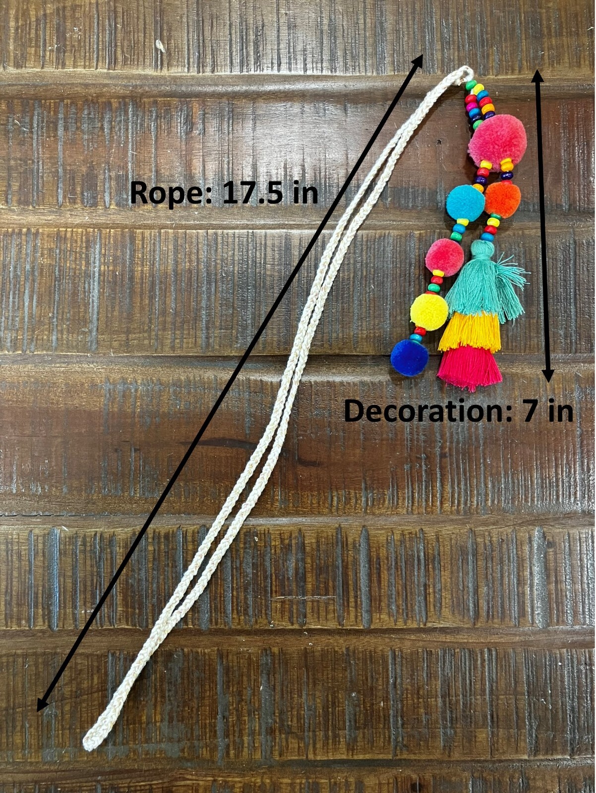 1 Pair of Boho Decor Colorful Beaded Curtain Pompom Tiebacks, Bohemian Living Ro