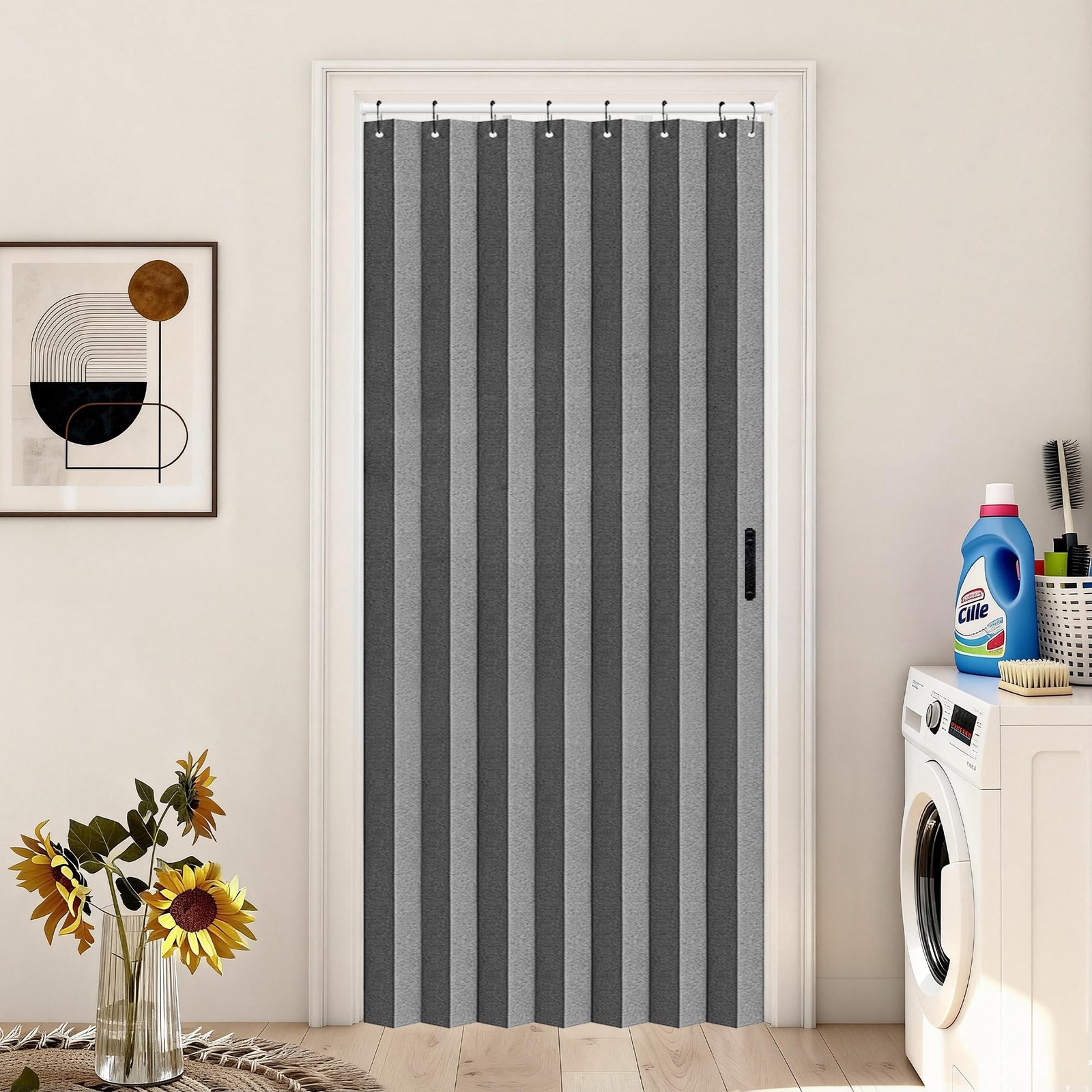 Vatge Closet Curtain for Open Closet, Pleated 39″W x 78″L (Pack of 1), Grey