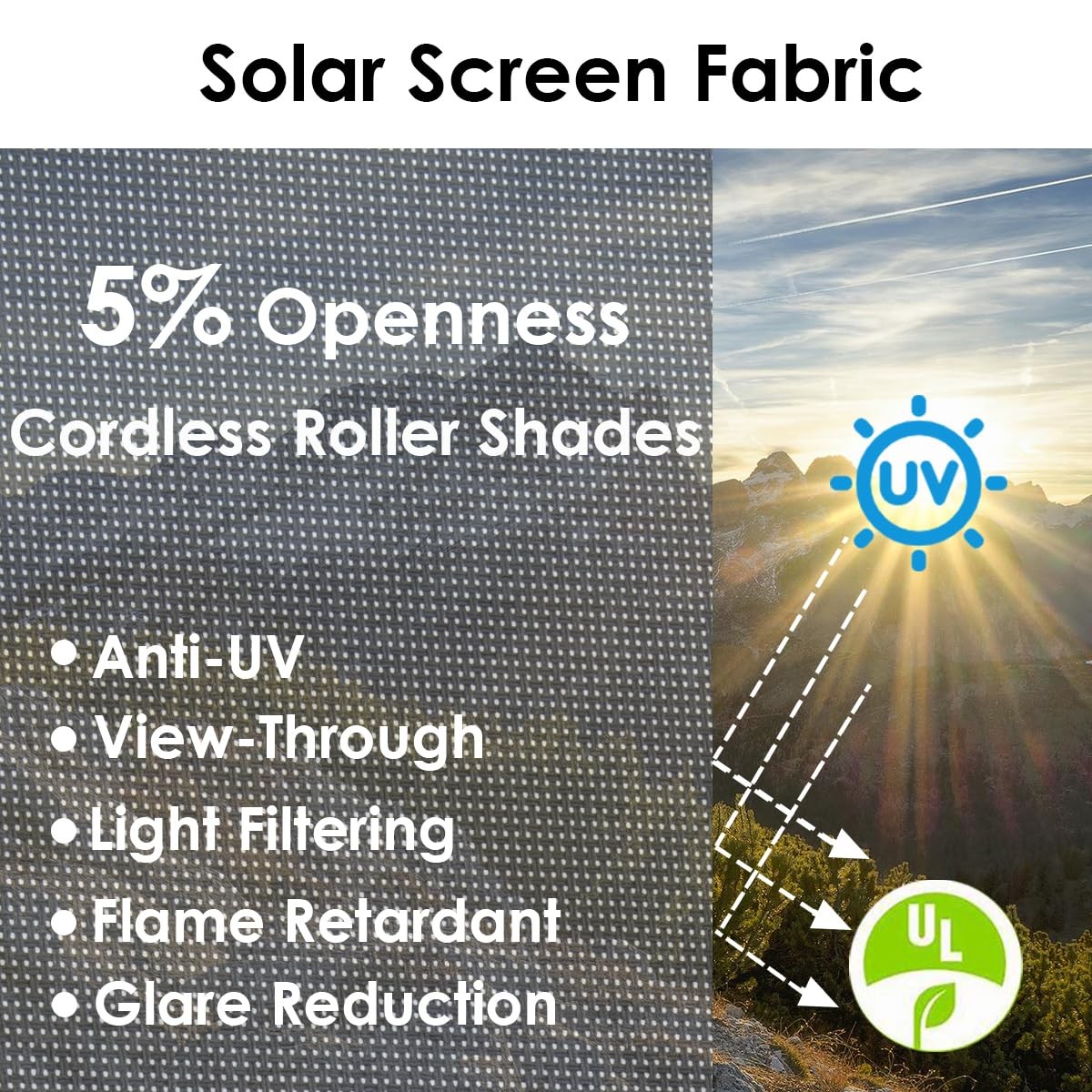 Cordless Roller Shades for Windows,Light Filtering Pull Down Blinds,Solar Scr…