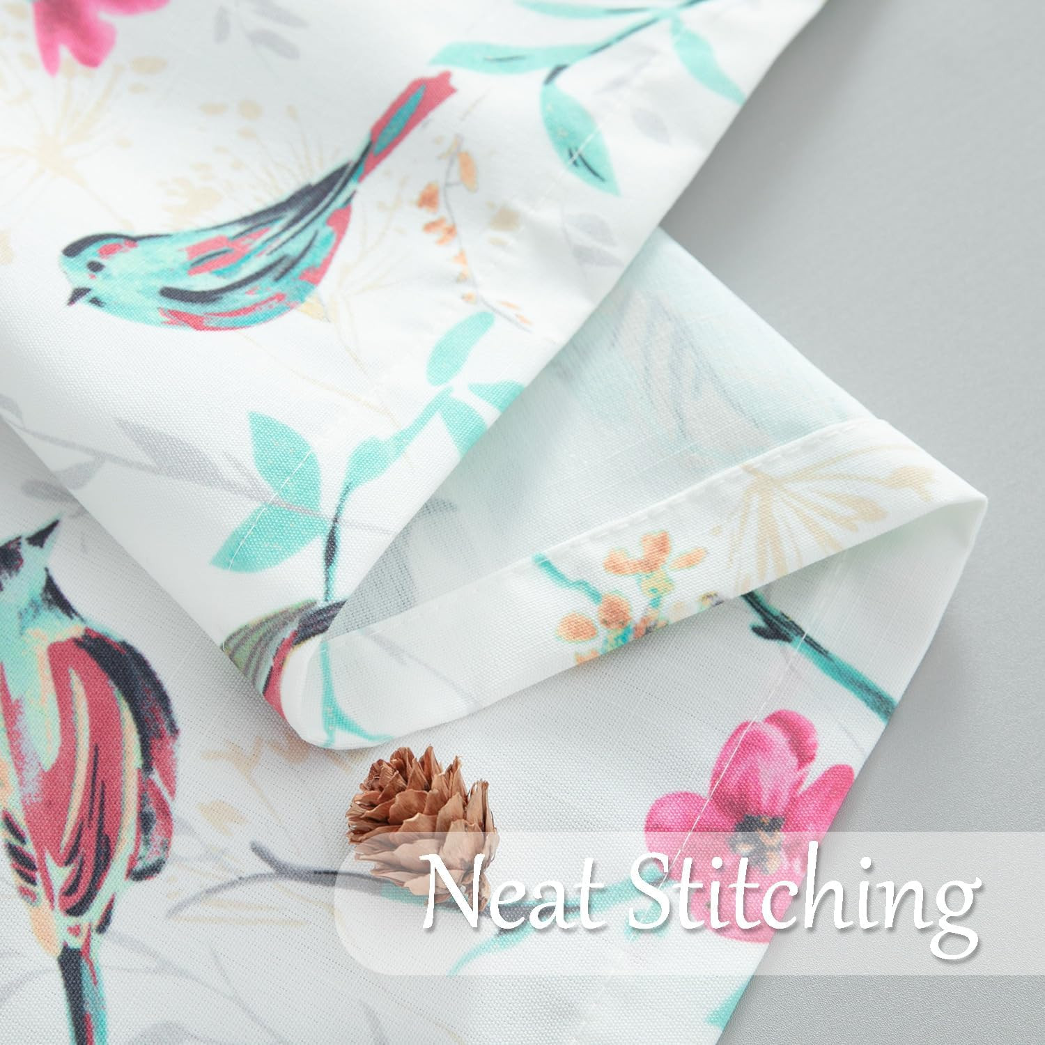 Bird Pattern Cafe Tier Curtains & Drapes Set for Small Windows