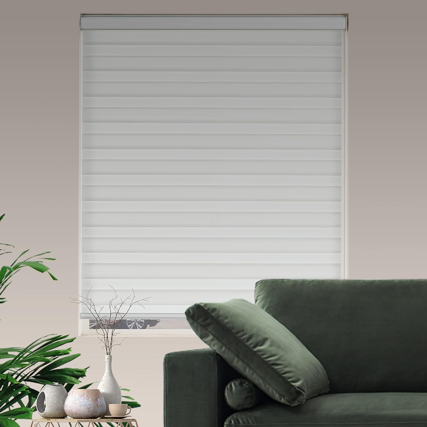 Zebra Roller Shades, Dual Layer Roll Up Blind for Living Room, Semi Sheer Sha…