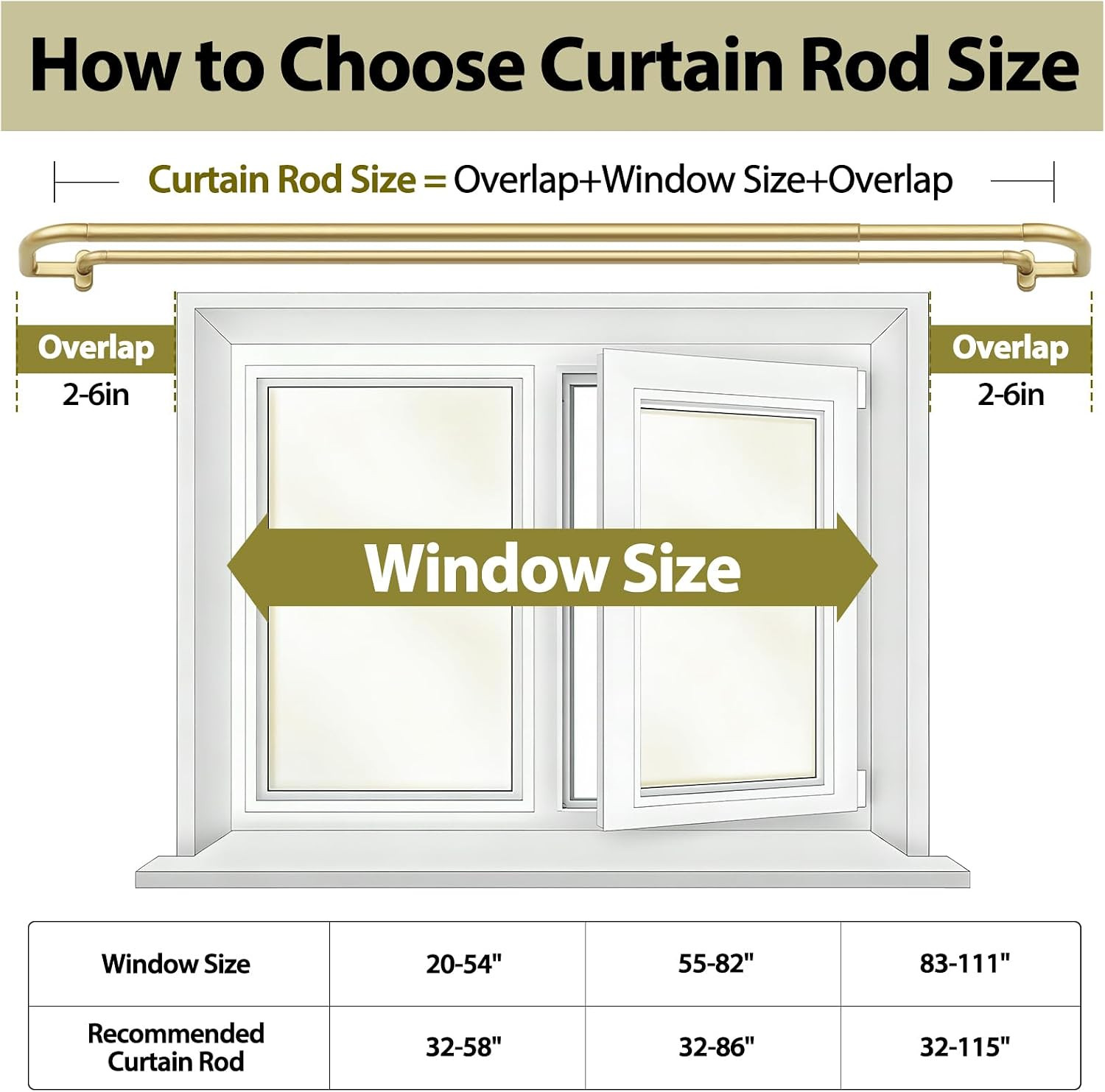 Double Wrap around Curtain Rods for Windows, 32 to 58 Inch, Gold | Blackout Curt