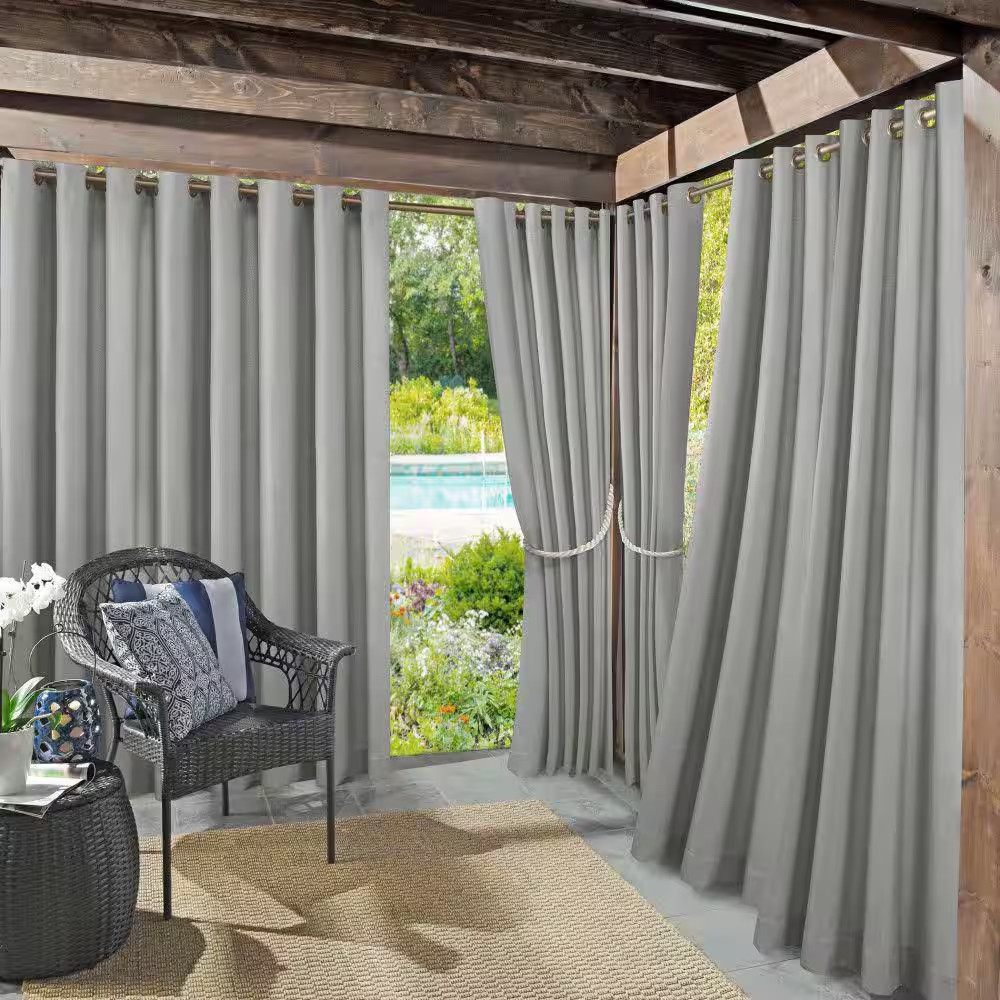Sailor 54 In. W X 108 In. L Indoor/Outdoor UV Protectant Curtain Panel in Gray