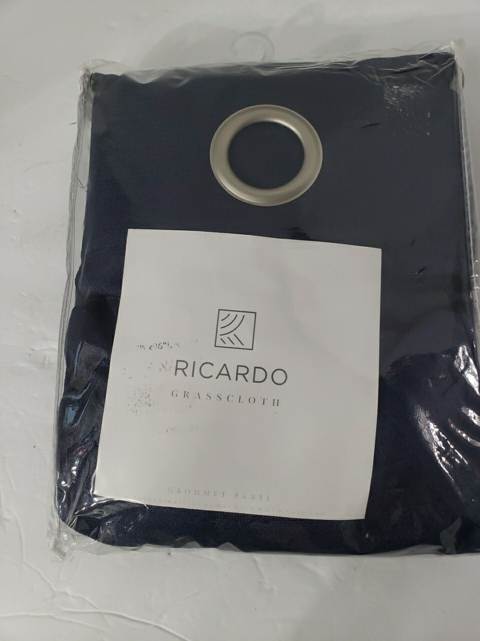 Ricardo Grasscloth Lined Grommet Panel 54×96 Navy Blue Polyester NEW