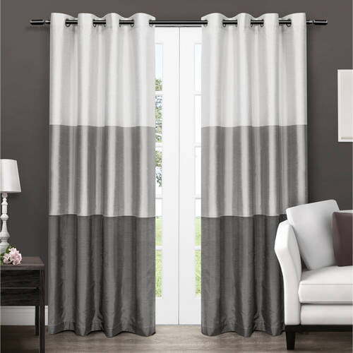 Exclusive Home Chateau Black Pearl Stripe Grommet Top Curtain 54″Wx96″L-A36