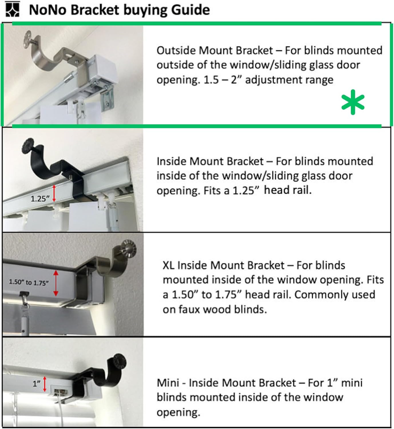 NONO Bracket – No Drill Curtain Rod Bracket for Vertical Blinds, outside Mounted