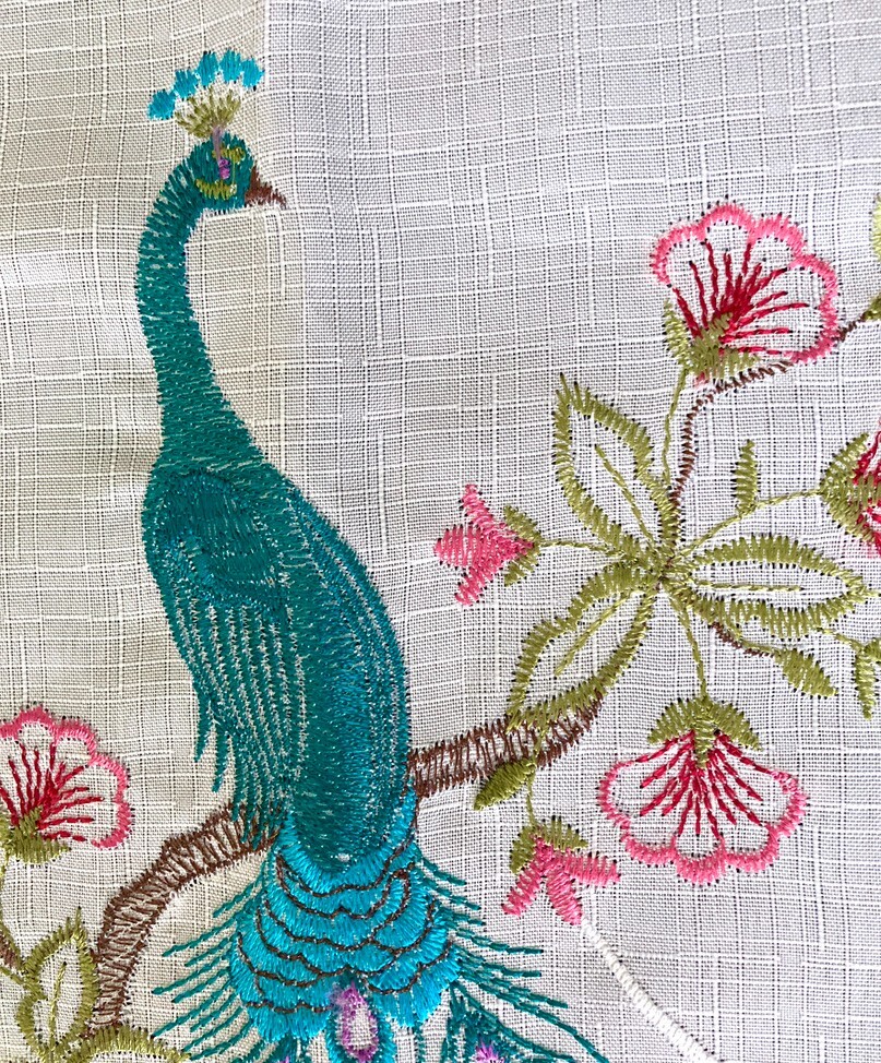 NEW Peacock Window Valance 57 x 16 Embroidered Cutouts Feathers Floral Curtain