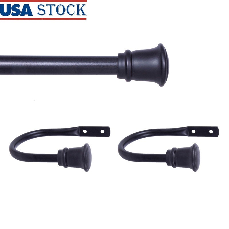 Telescoping 5/8 Inch Decorative Curtain Rod Holdback Set Light Medium Curtains