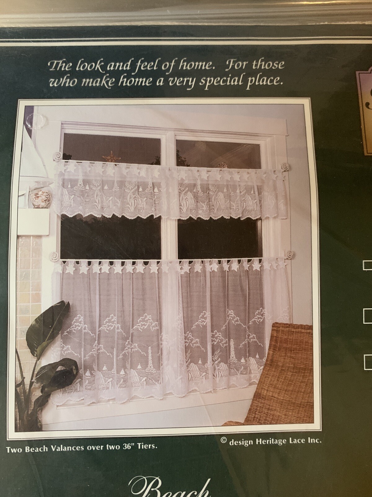 HERITAGE LACE CURTAINS BEACH 60″ X 24″ TIER ECRU (BEIGE) NEW MADE IN THE USA