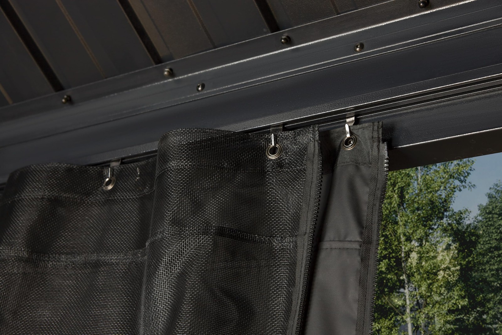 Black Outdoor Curtains for 10 ft. x 12 ft. Kiana Gazebo, Water-Resistant Spun…