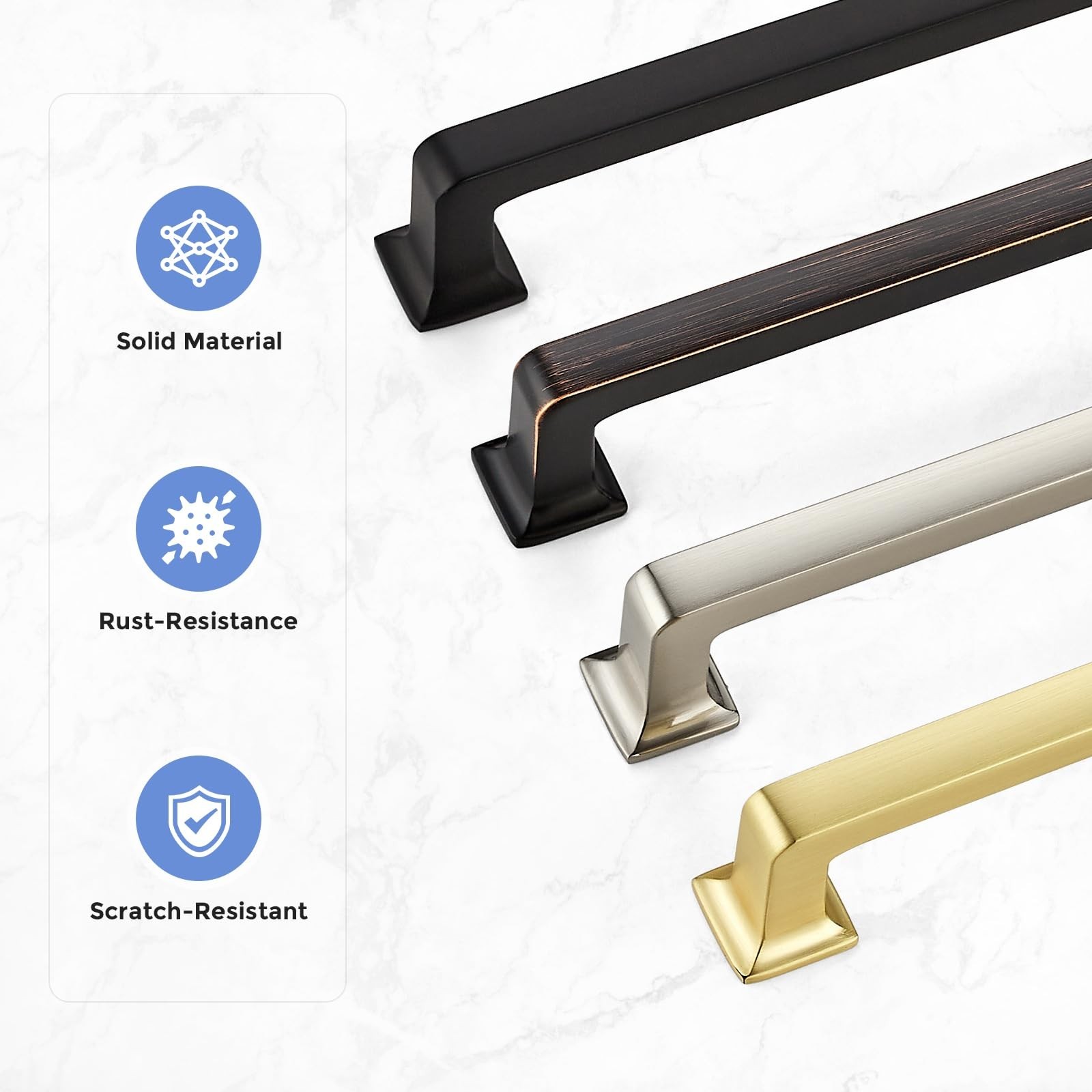 Matte Black Cabinet Pulls Drawer Handles, 5 Inch CC (128mm), 5 Pack | Solid B…