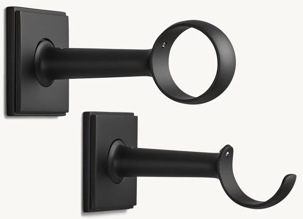Restoration Hardware Easton Solid Brass Square Finial & Rod Set Black L 48- 88″