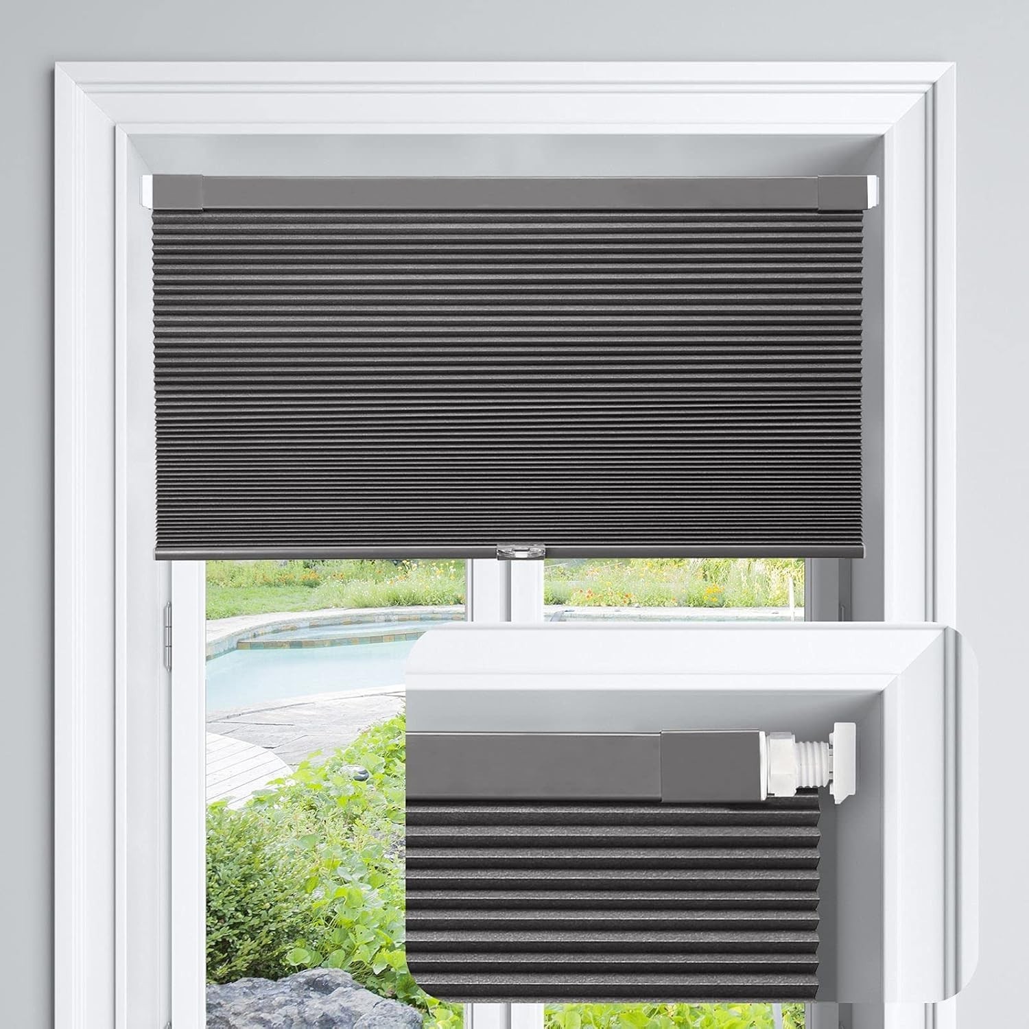 LazBlinds Cordless Cellular Shades, 22 1/2 ” x 64″ Blackout Honeycomb Shades