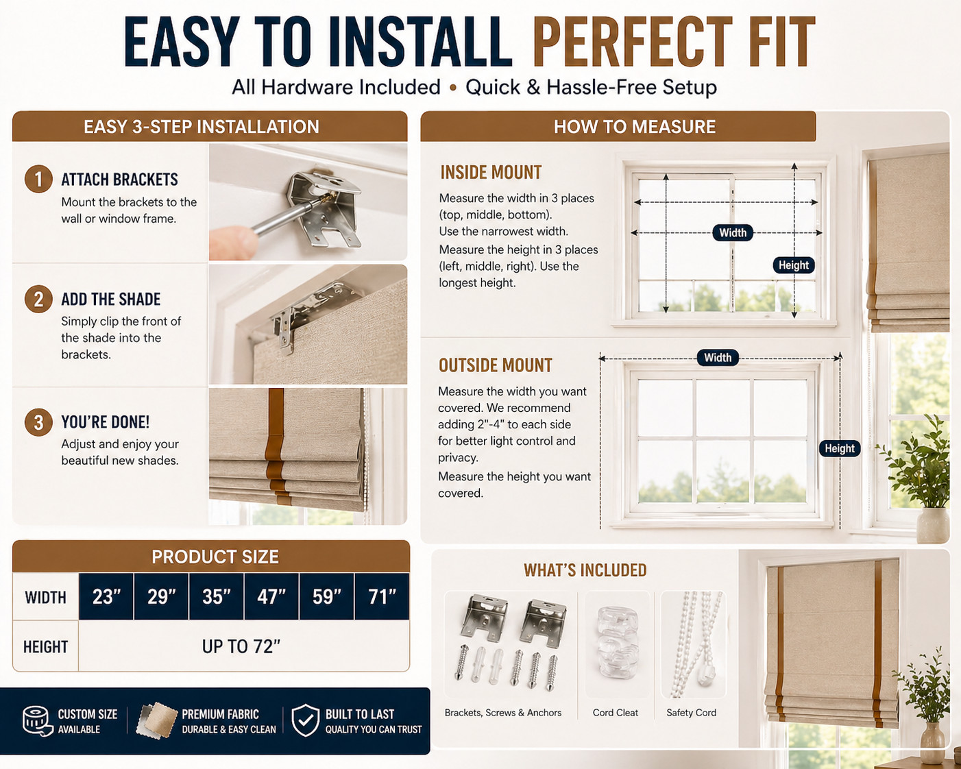 Custom Roman Shades – Made to Measure Window Blinds – Factory Direct Best Value