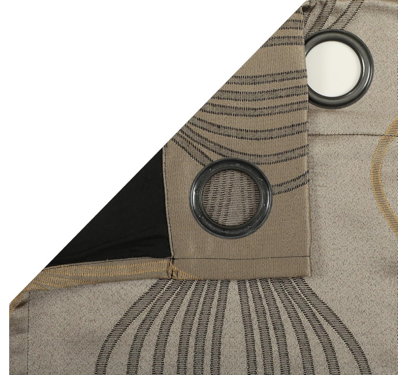 Black Gold Color Block Window Curtains 37Wx84L (Pack of 2) Black & Gold