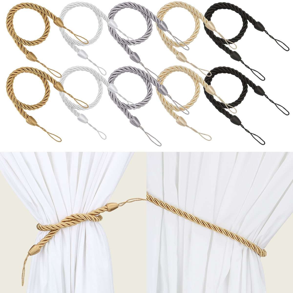 2/4X Curtain Rope Tie Backs Window Tieback Bandage Holdbacks Home Decor Handmade