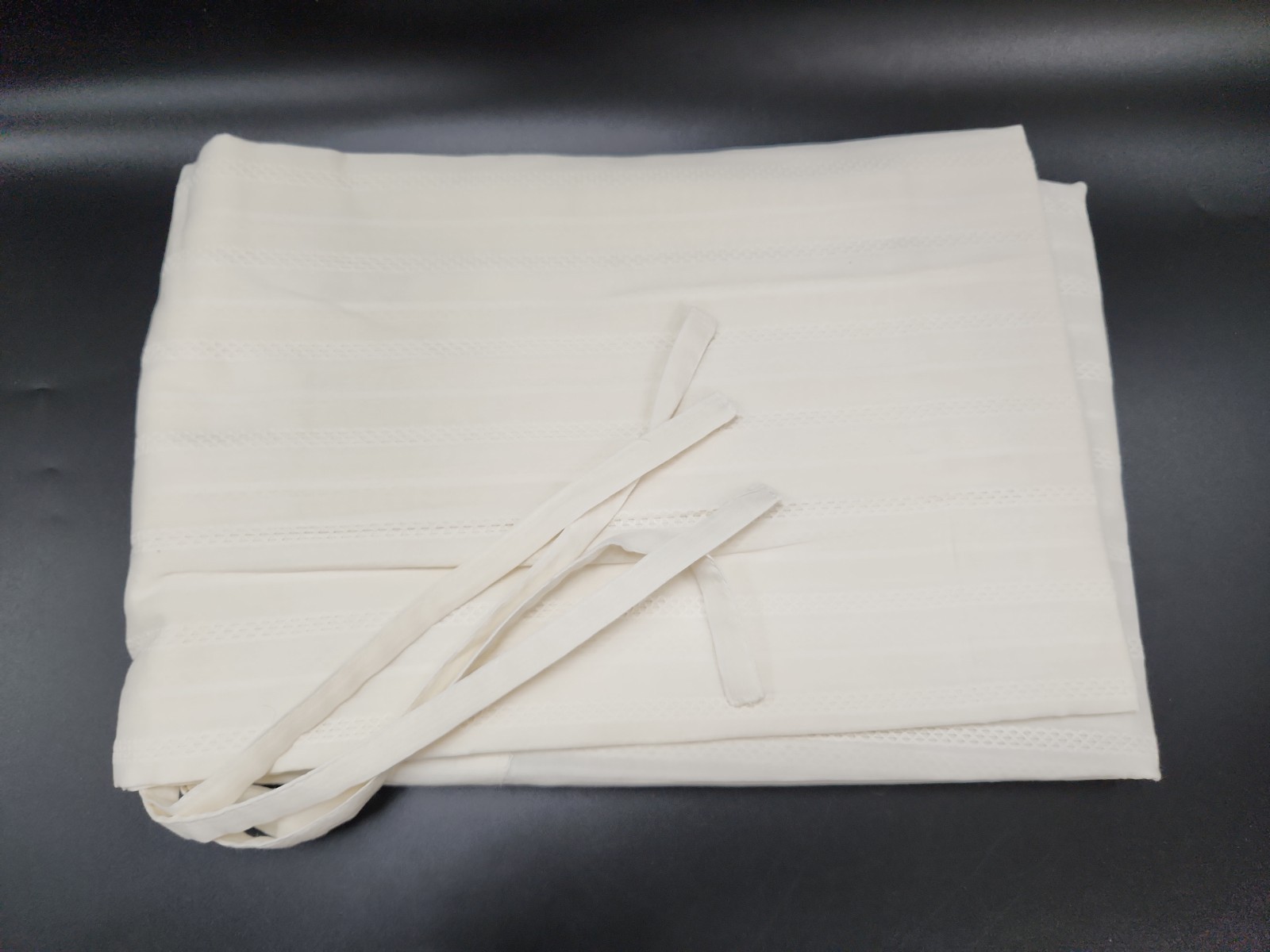 NEW Anthropologie Cotton Dobby Striped Sheer Tie Top Curtain – Ivory 84″ x 50″