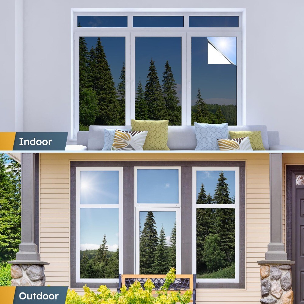 rabbitgoo One Way Mirror Window Film Heat Control Reflective Black Silver Tint