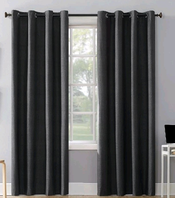 Sun Zero Cameron Room Darkening Grommet Curtain Panel 50″ x 84″ Charcoal 2 Panel