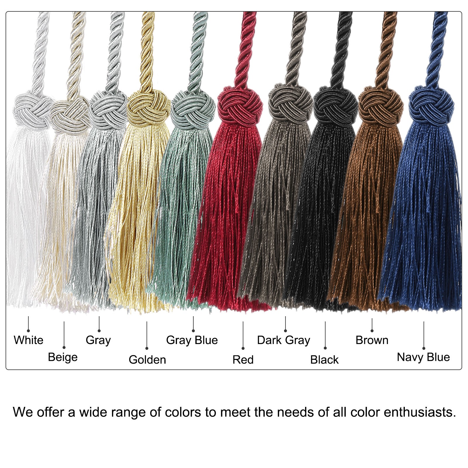 6Pcs Tassel Curtain Tiebacks Curtain Holdbacks with Tassel for Home Black