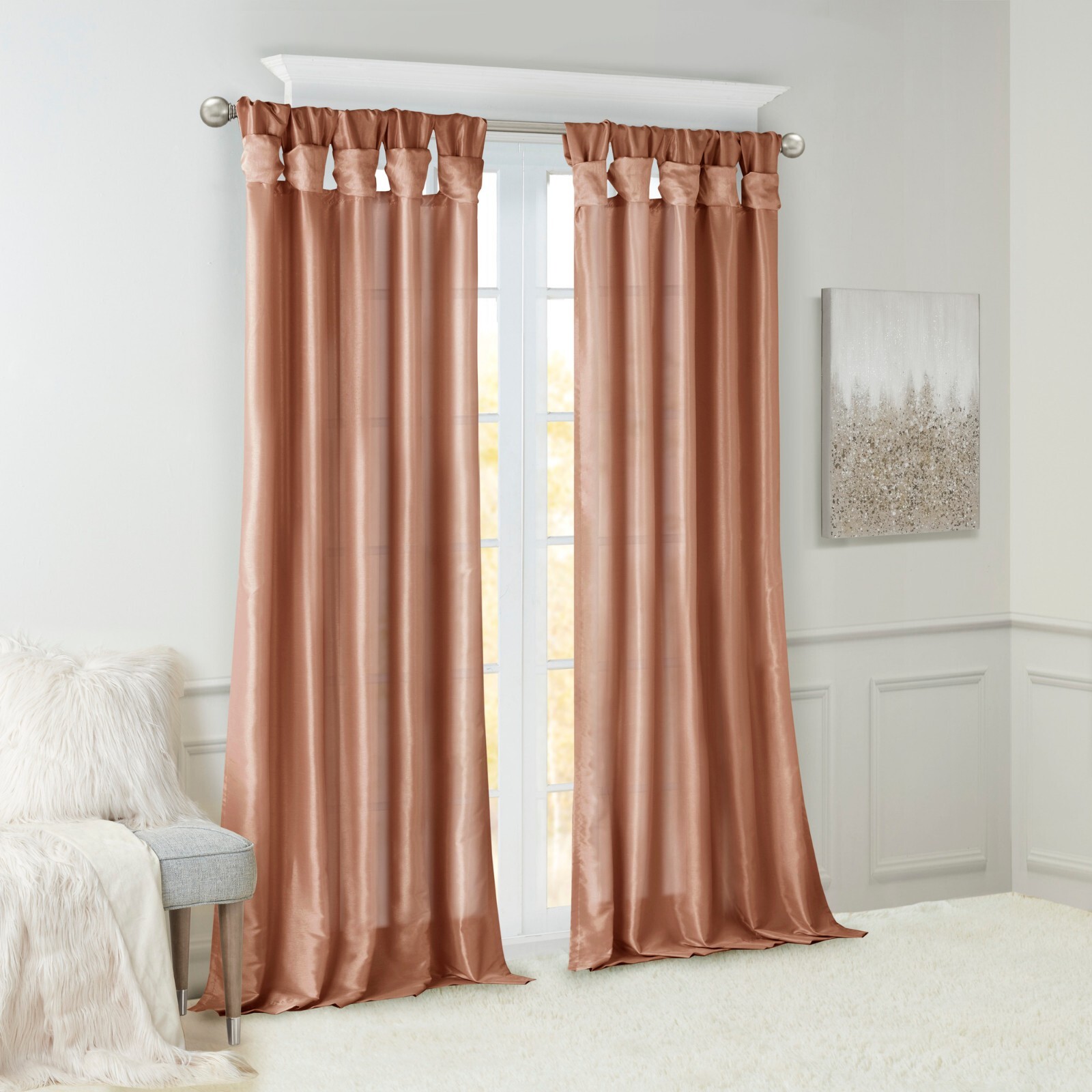Madison Park Emilia Twist Tab Lined Window Curtain Panel 50×108 50×84 50×95
