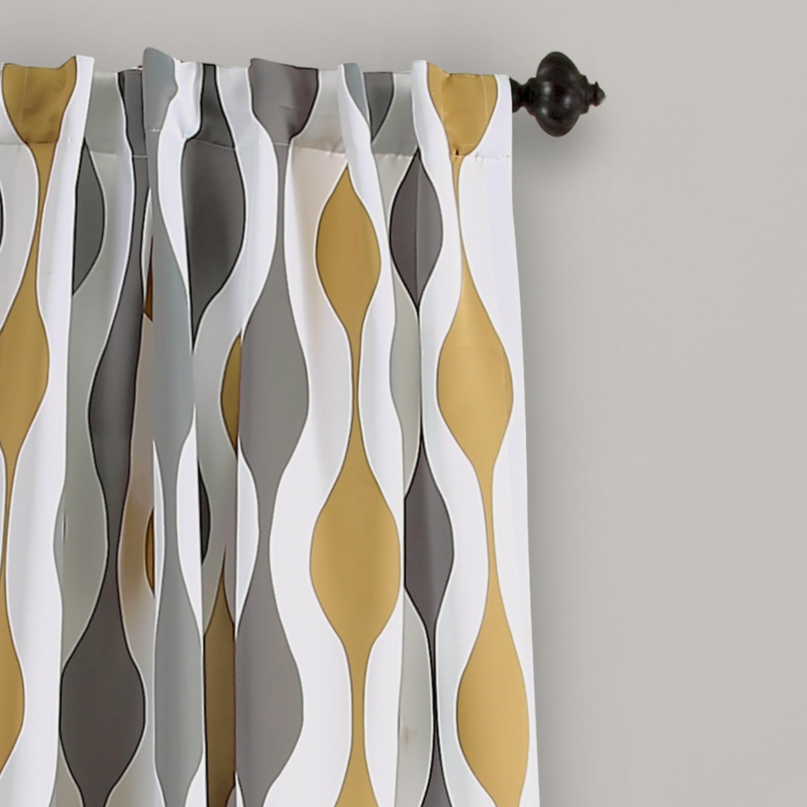 Mid Century Geo Light Filtering Window Curtain Panel Pair, 52″ W x 84″ L, Gol…