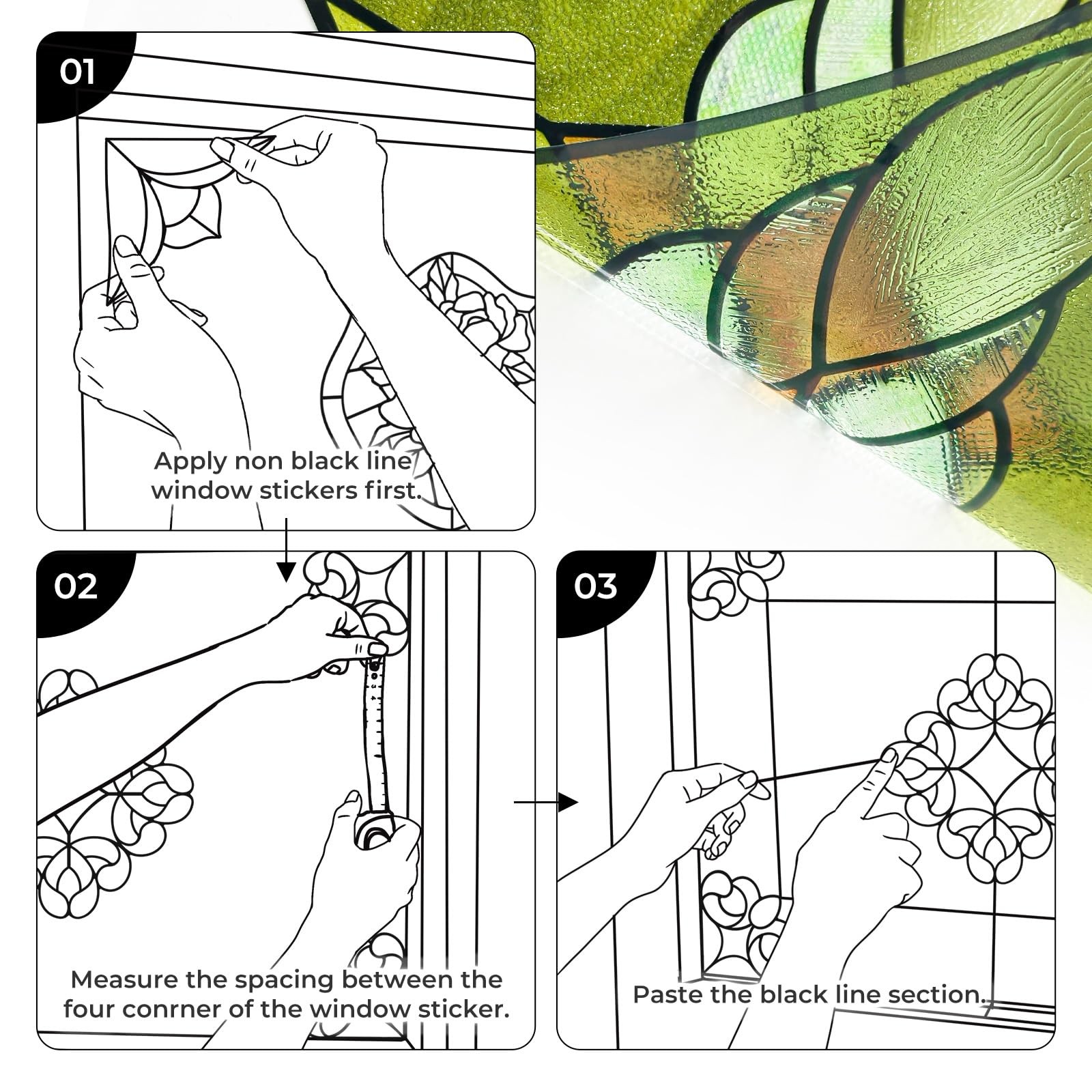 Window Stickers, ‌Stained Glass Window Privacy Film, UV Blocking Static Cling…