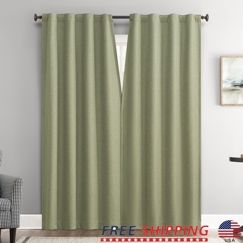 Vance 2-Piece Magnetic Closure 100% Blackout Back Tab Curtain Panel Pair 37″x84″