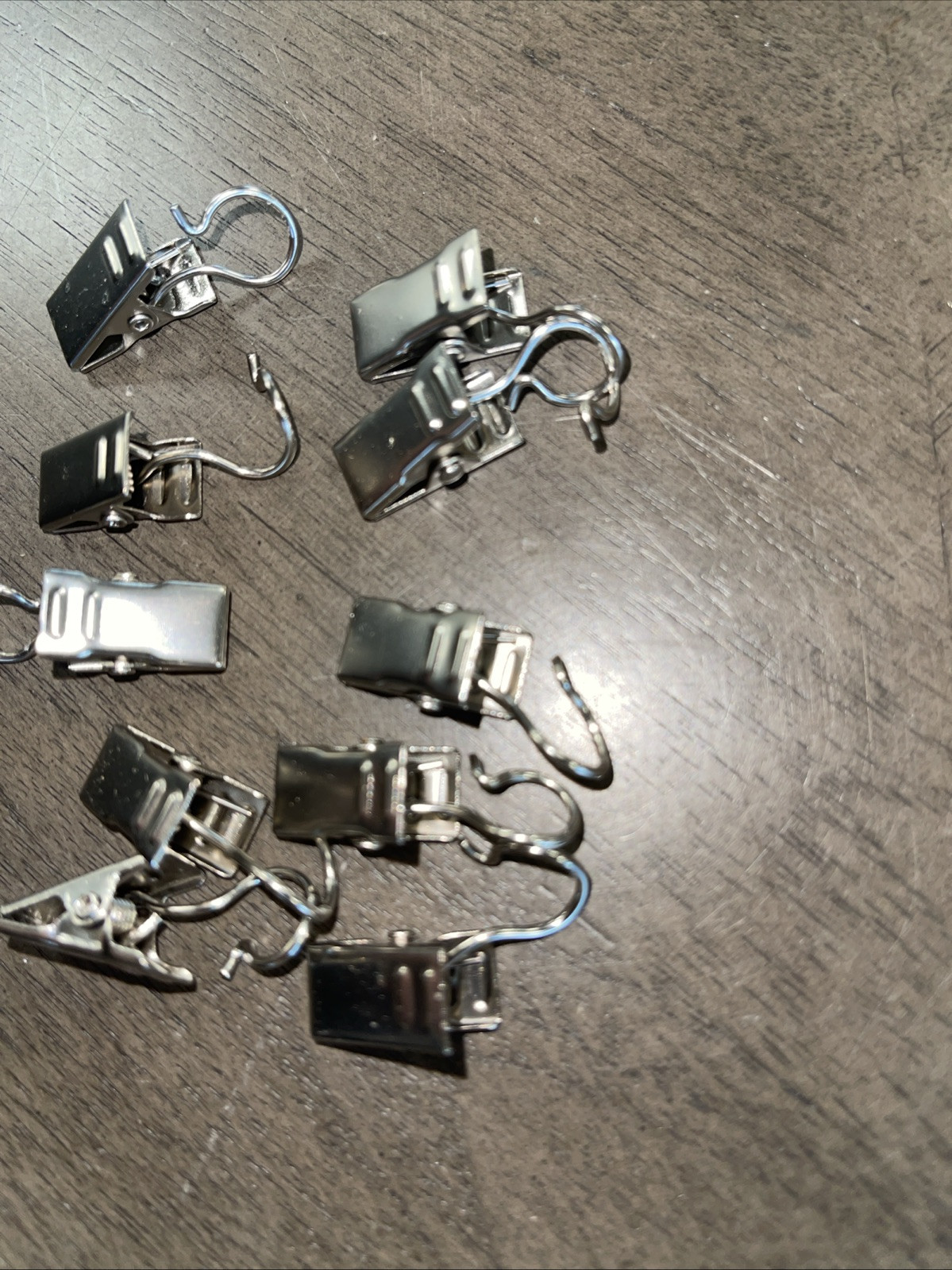 Lot of 10 Metal Alligator Curtain Clips Hooks Silver