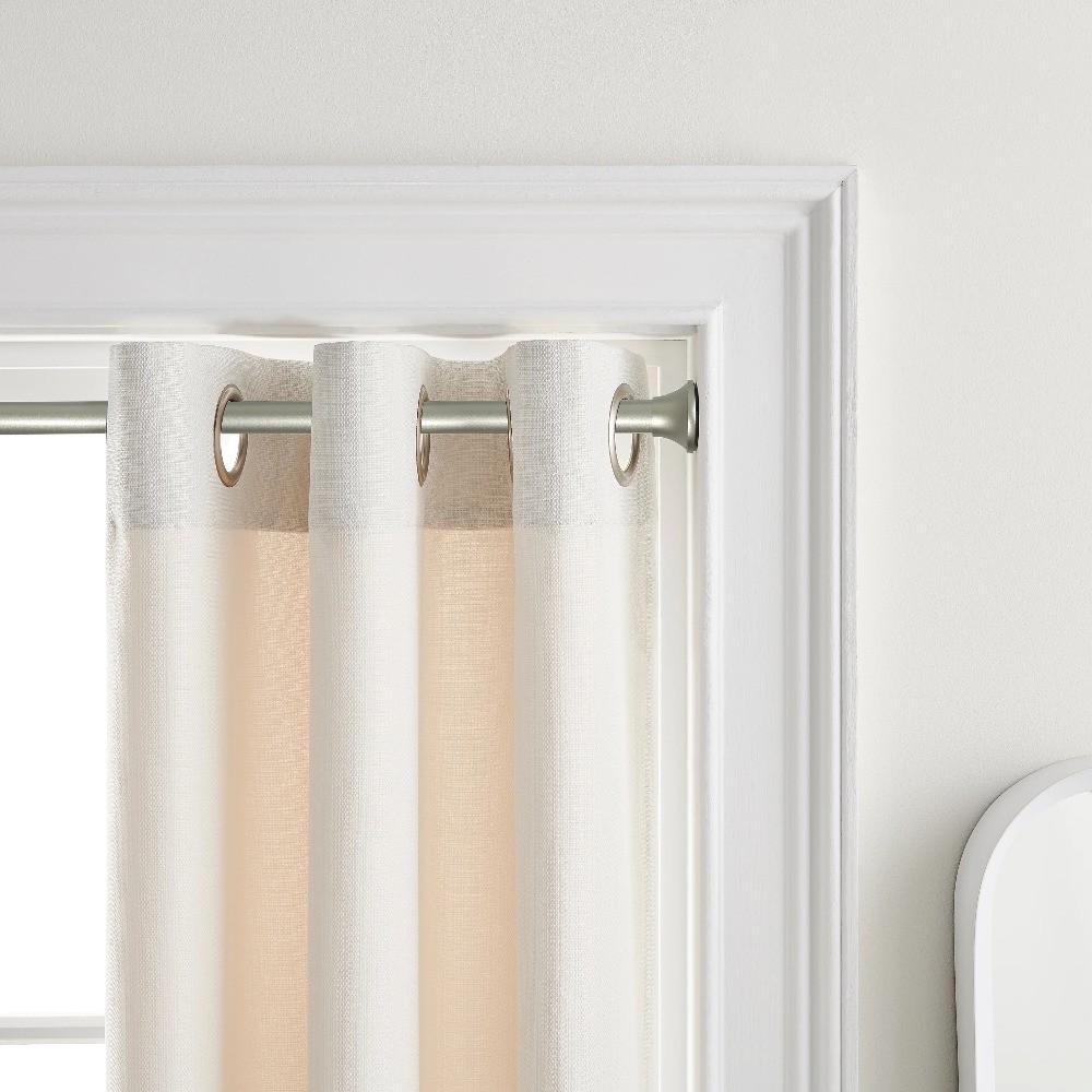 Adjustable Tension Curtain Rod Silver Finish 30 to 52 Inches Window Treatment No
