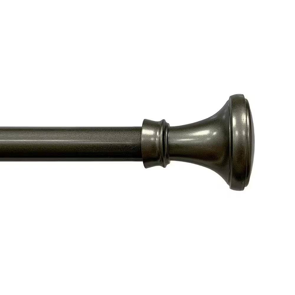 48 In. – 84 In. Adjustable Single Curtain Rod 5/8 In. Dia. in Pewter with Trumpe