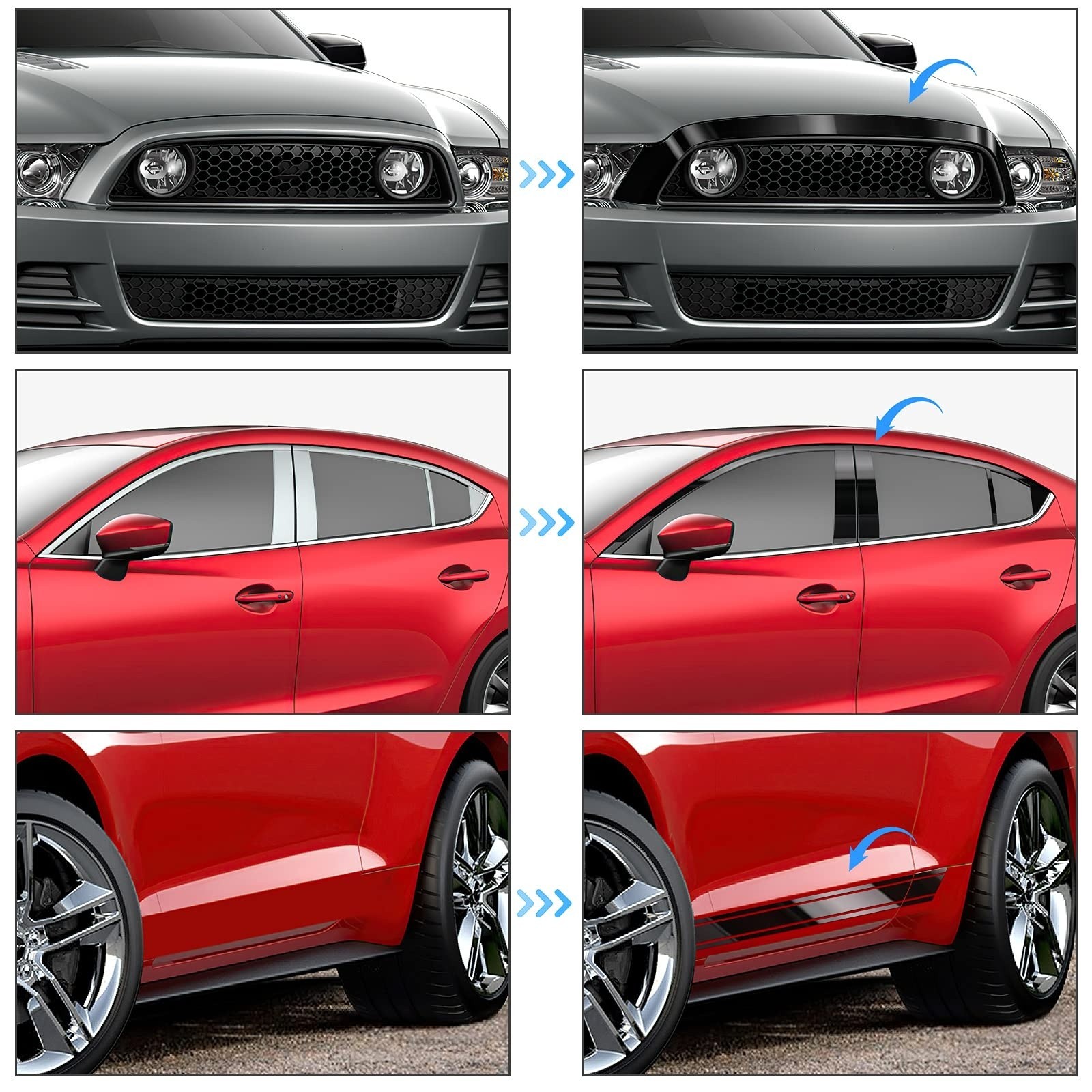 2in x 30ft Gloss Black Vinyl Wrap Chrome Delete Film w/ Tool Kit Air Release New