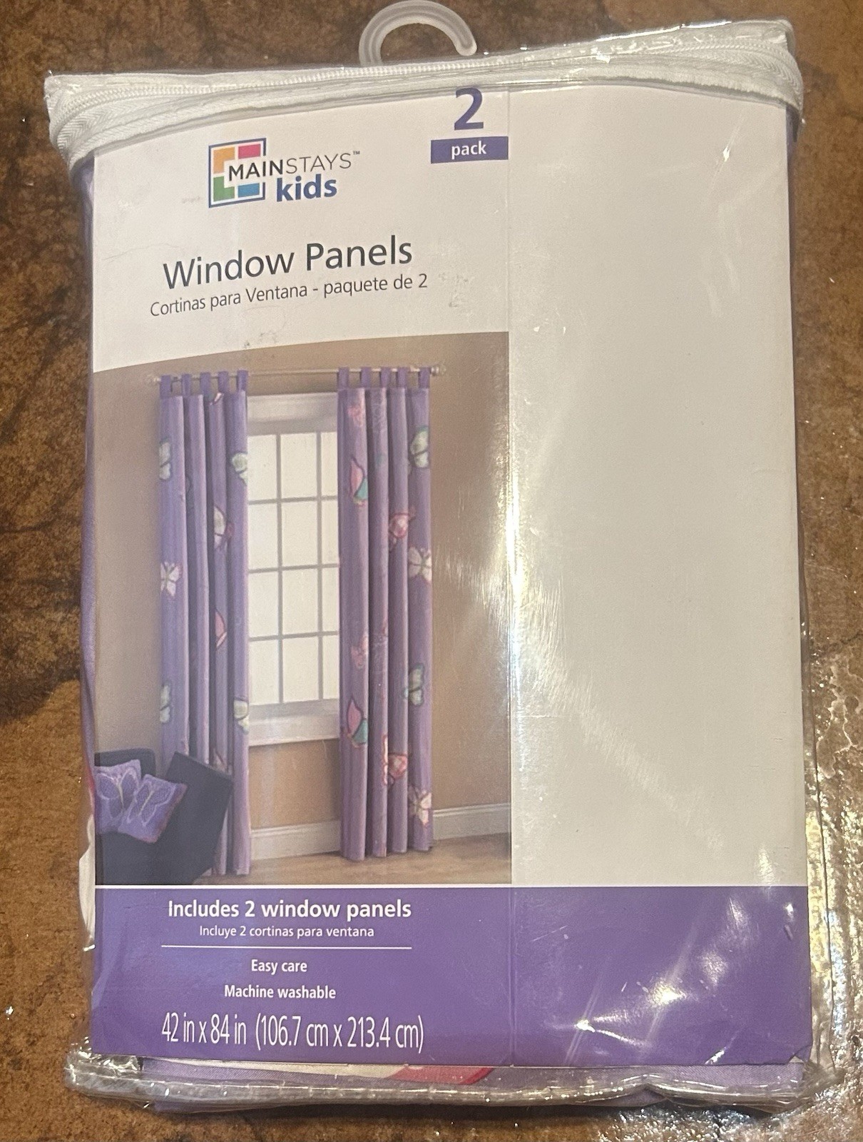 Mainstays Kids-Set Of 2 Window Panels 50″ x 84″ Purple Butterflies